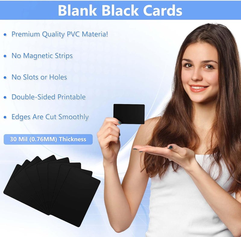 Klmnduo 55 Pack - Premium Blank PVC Cards for ID Badge Printers - Premium Quality Black CR80 30 Mil (CR8030) by - Compatible with Most Photo ID Badge Printers(Black) - Image 4
